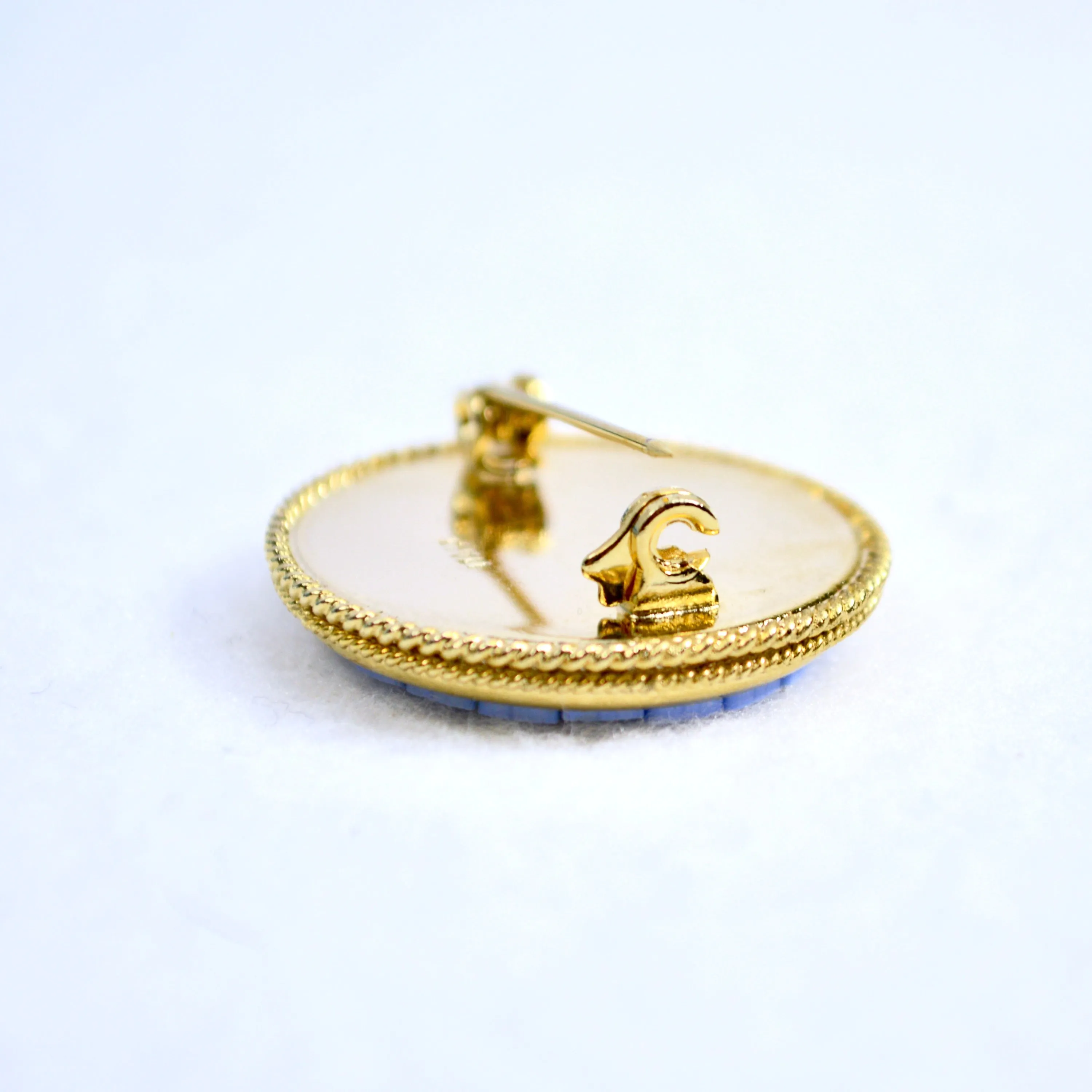 Florentine Mosaic Round Brooch, Lapel Pin, Made in Italy
