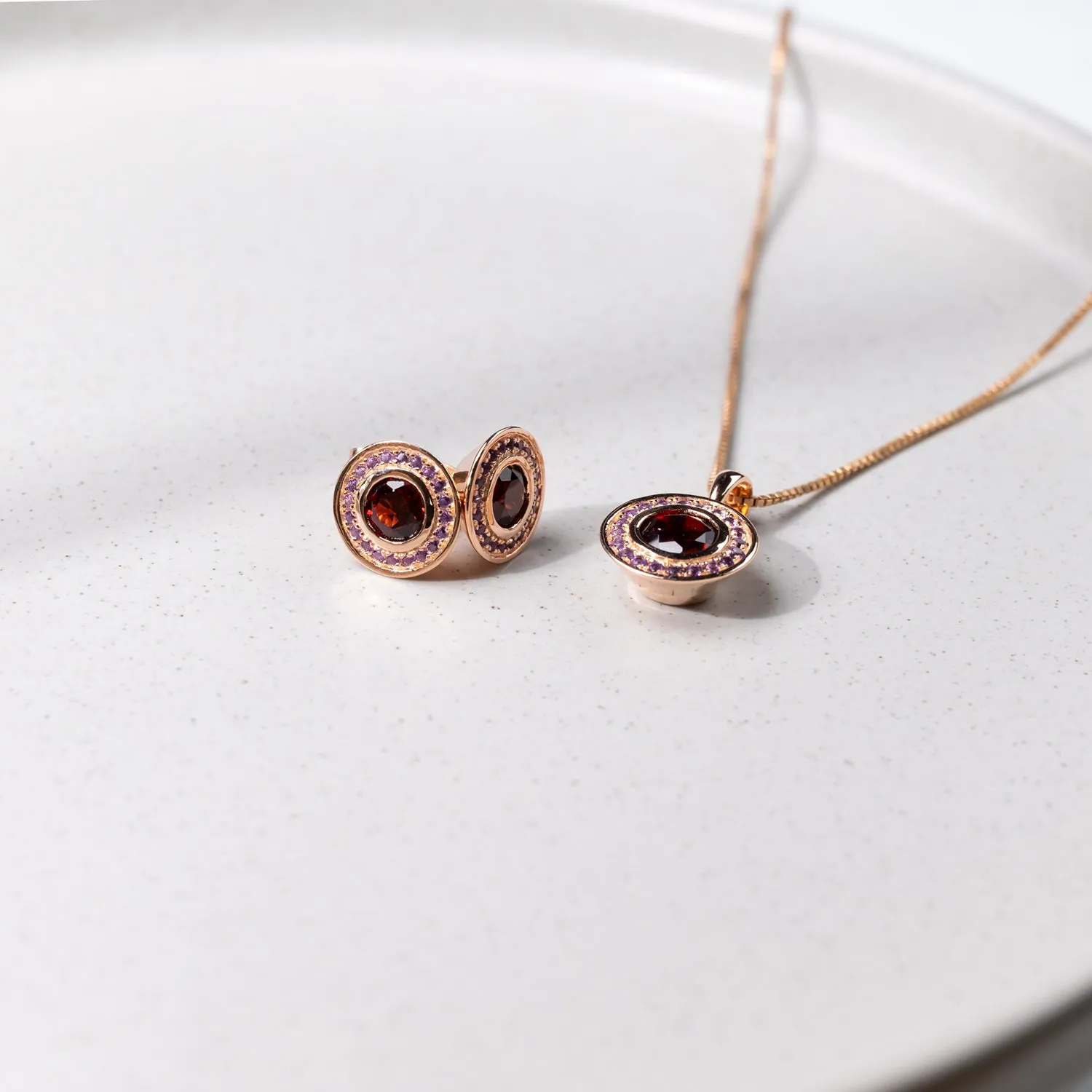 Garnet & Amethyst Pendant in Rose Gold Vermeil