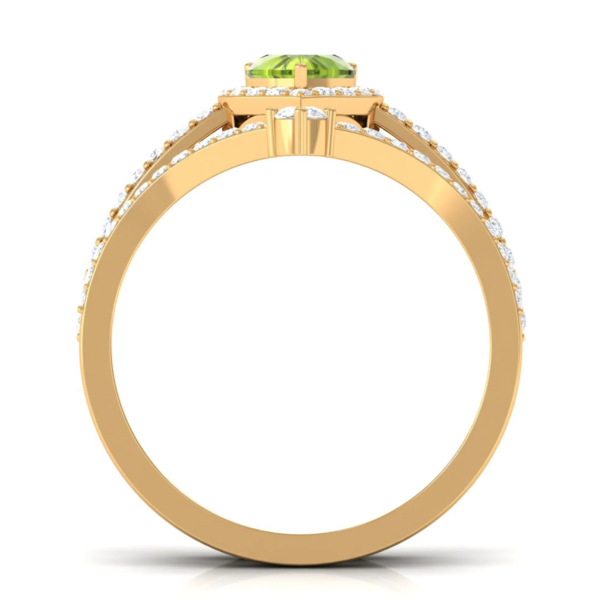 Genuine Peridot Ring Set with Moissanite