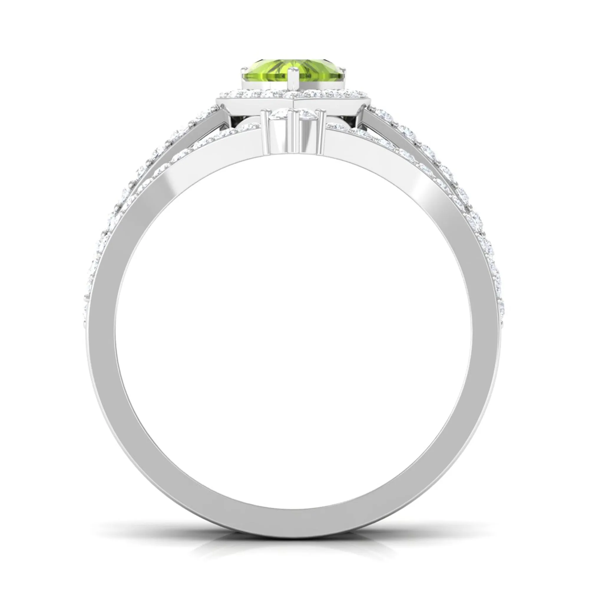 Genuine Peridot Ring Set with Moissanite