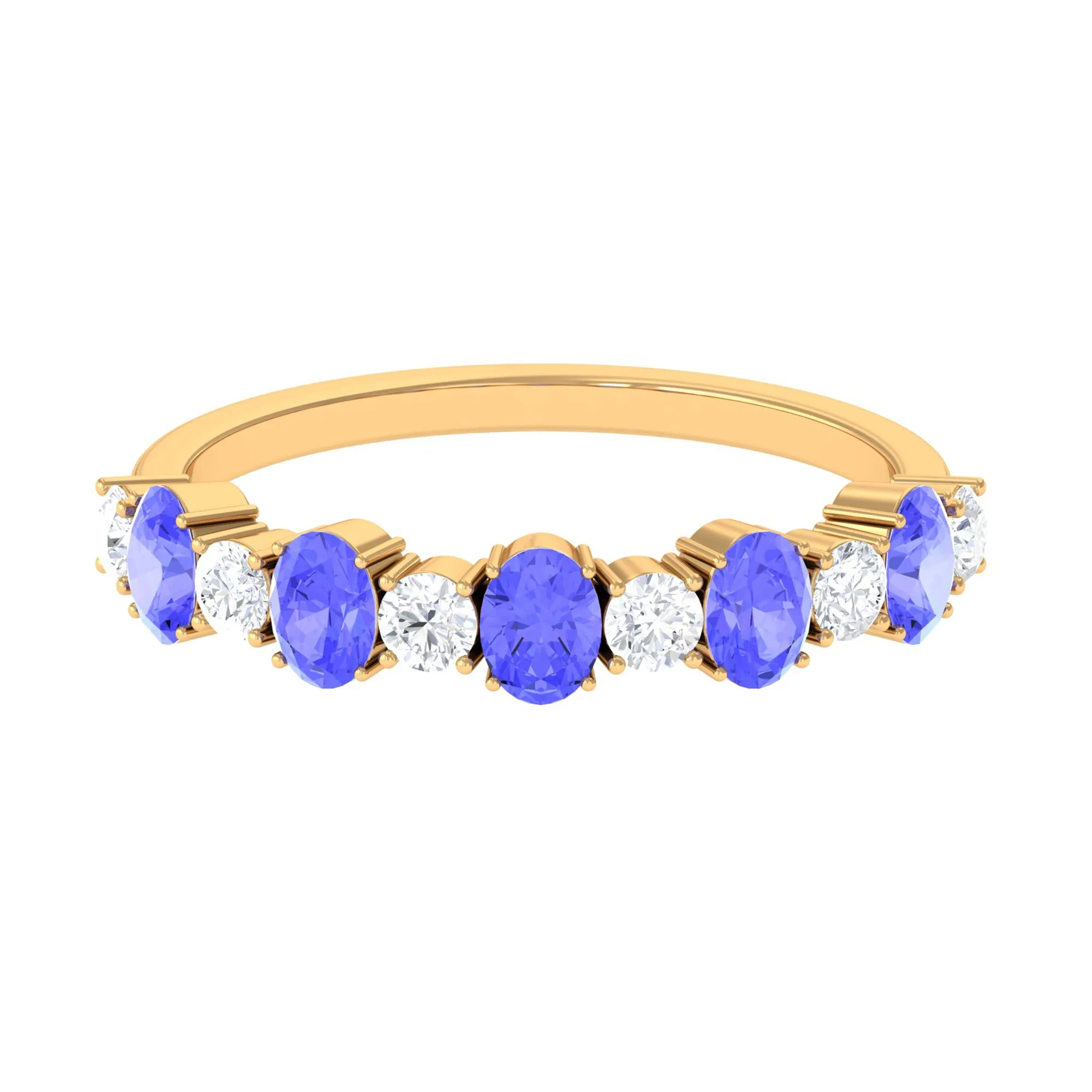 Genuine Tanzanite Stackable Half Eternity Ring