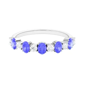 Genuine Tanzanite Stackable Half Eternity Ring