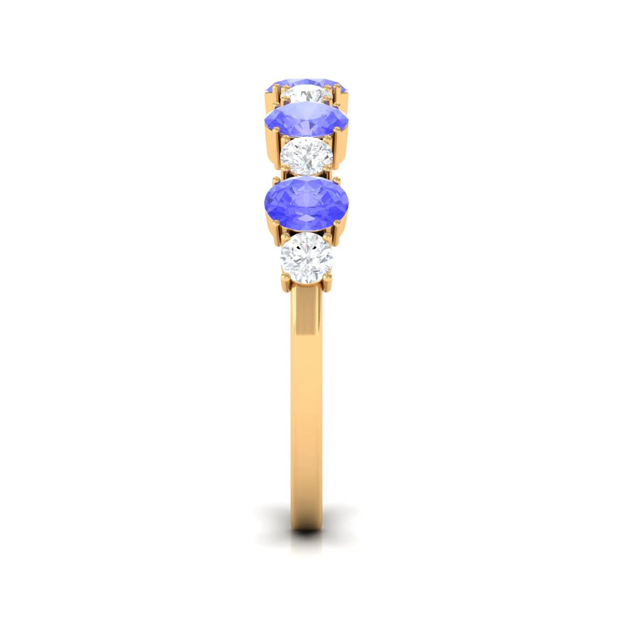 Genuine Tanzanite Stackable Half Eternity Ring