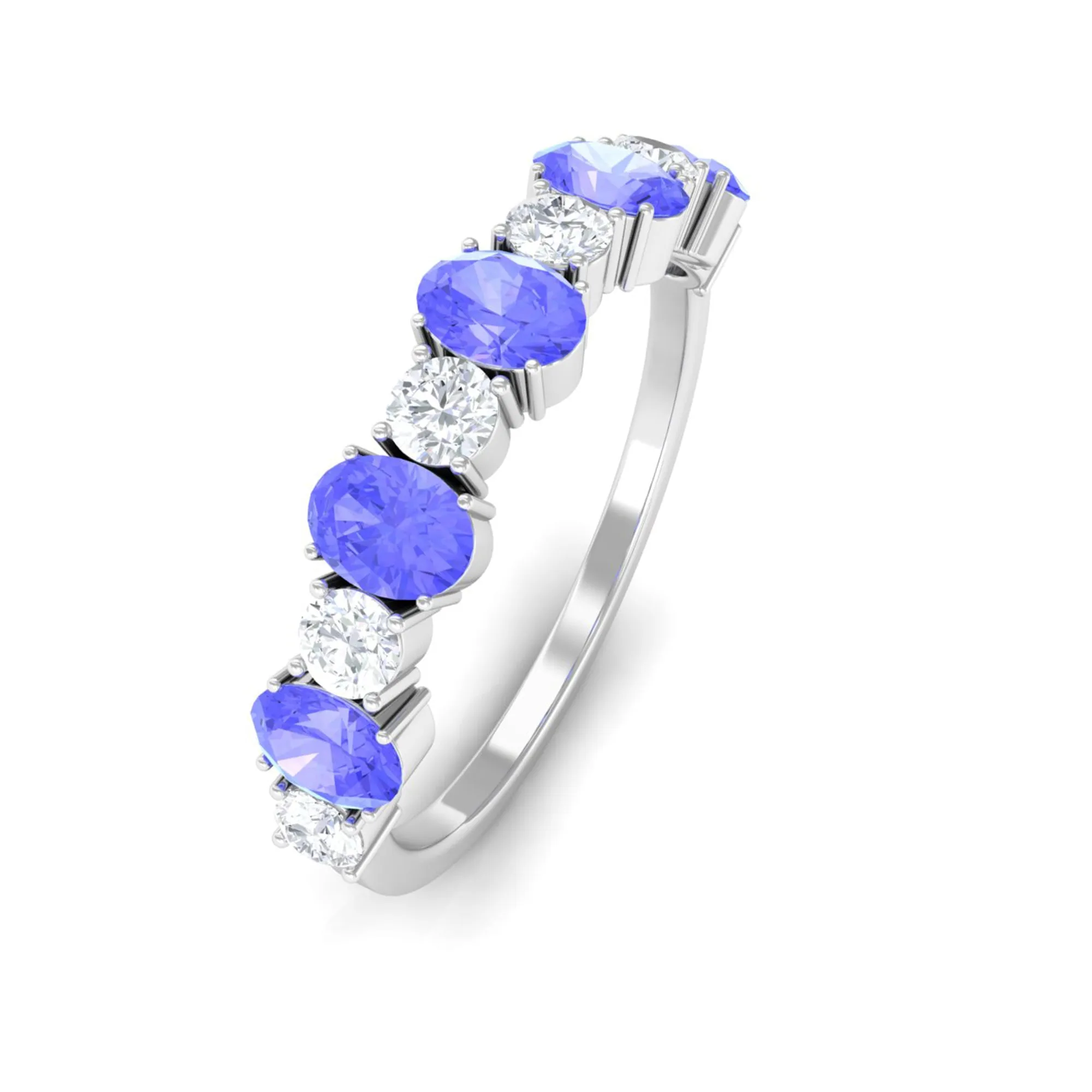 Genuine Tanzanite Stackable Half Eternity Ring