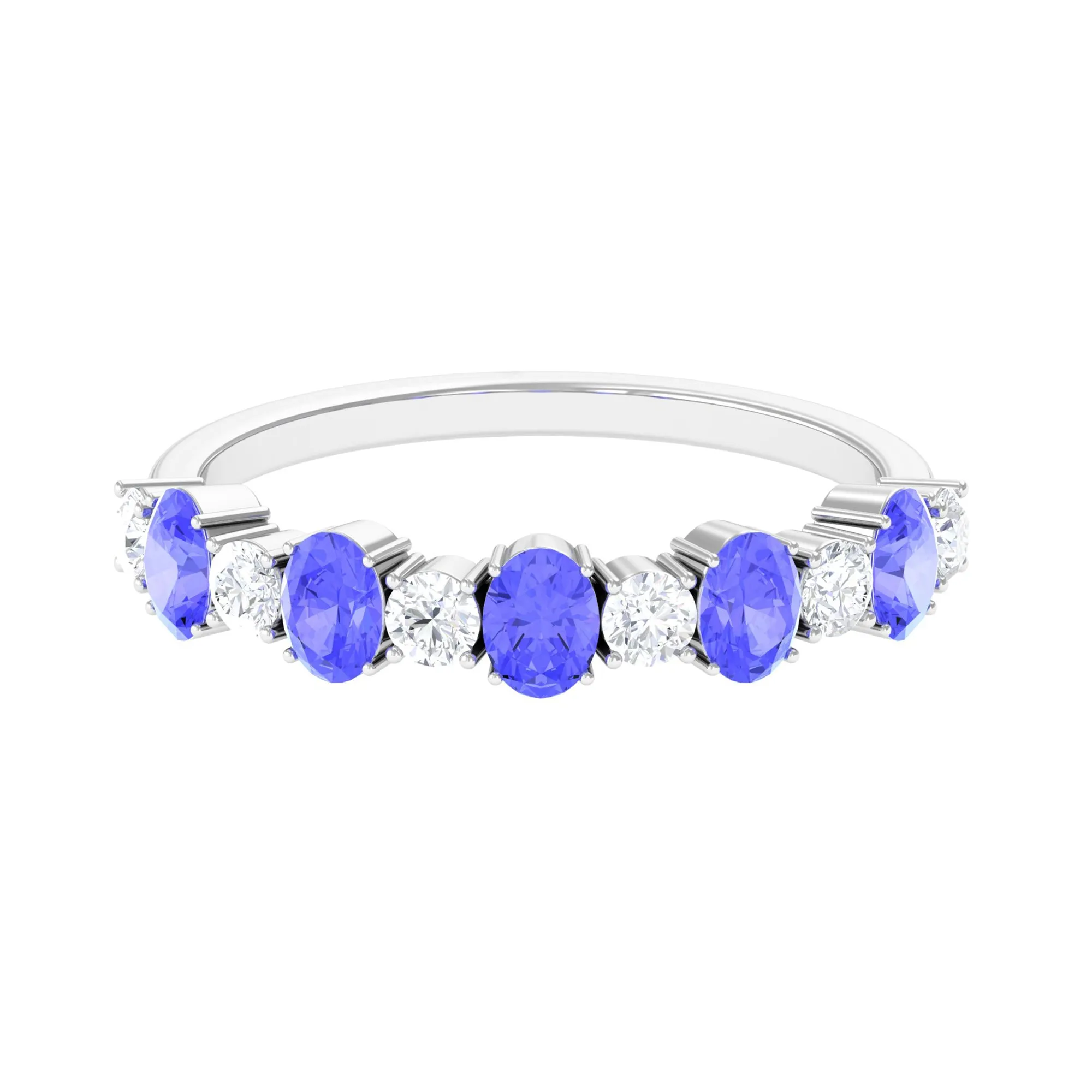 Genuine Tanzanite Stackable Half Eternity Ring