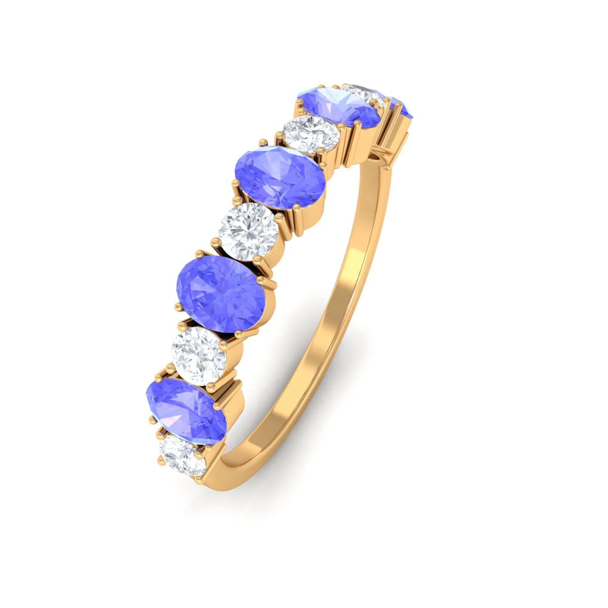 Genuine Tanzanite Stackable Half Eternity Ring