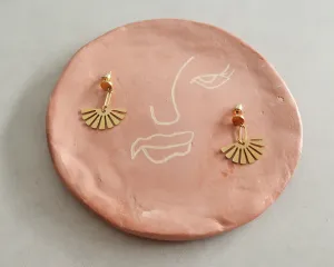 Gold Flower Dangling Earrings and Studs