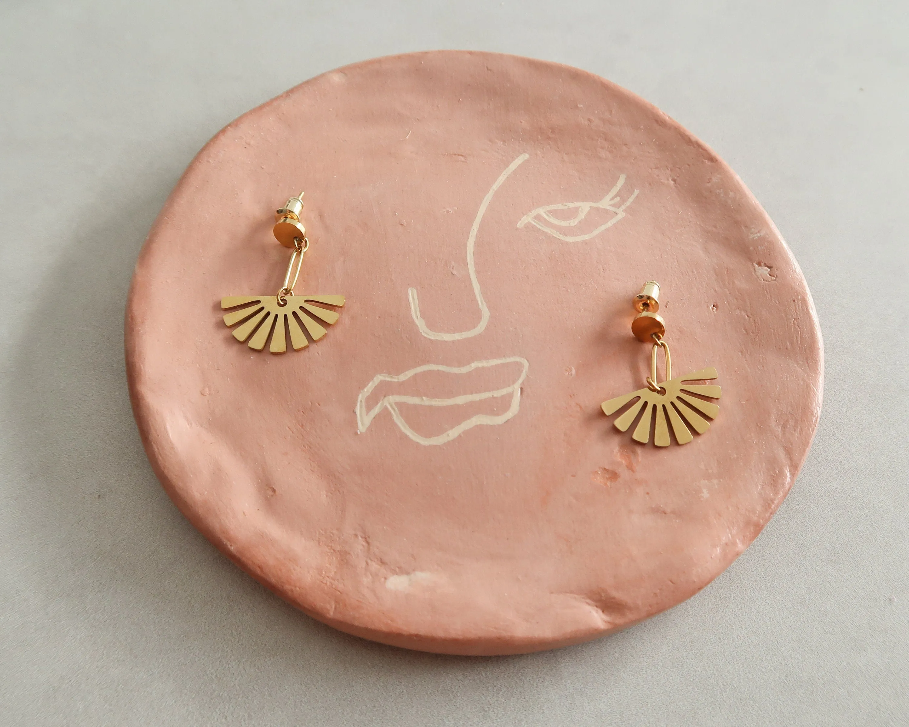 Gold Flower Dangling Earrings and Studs