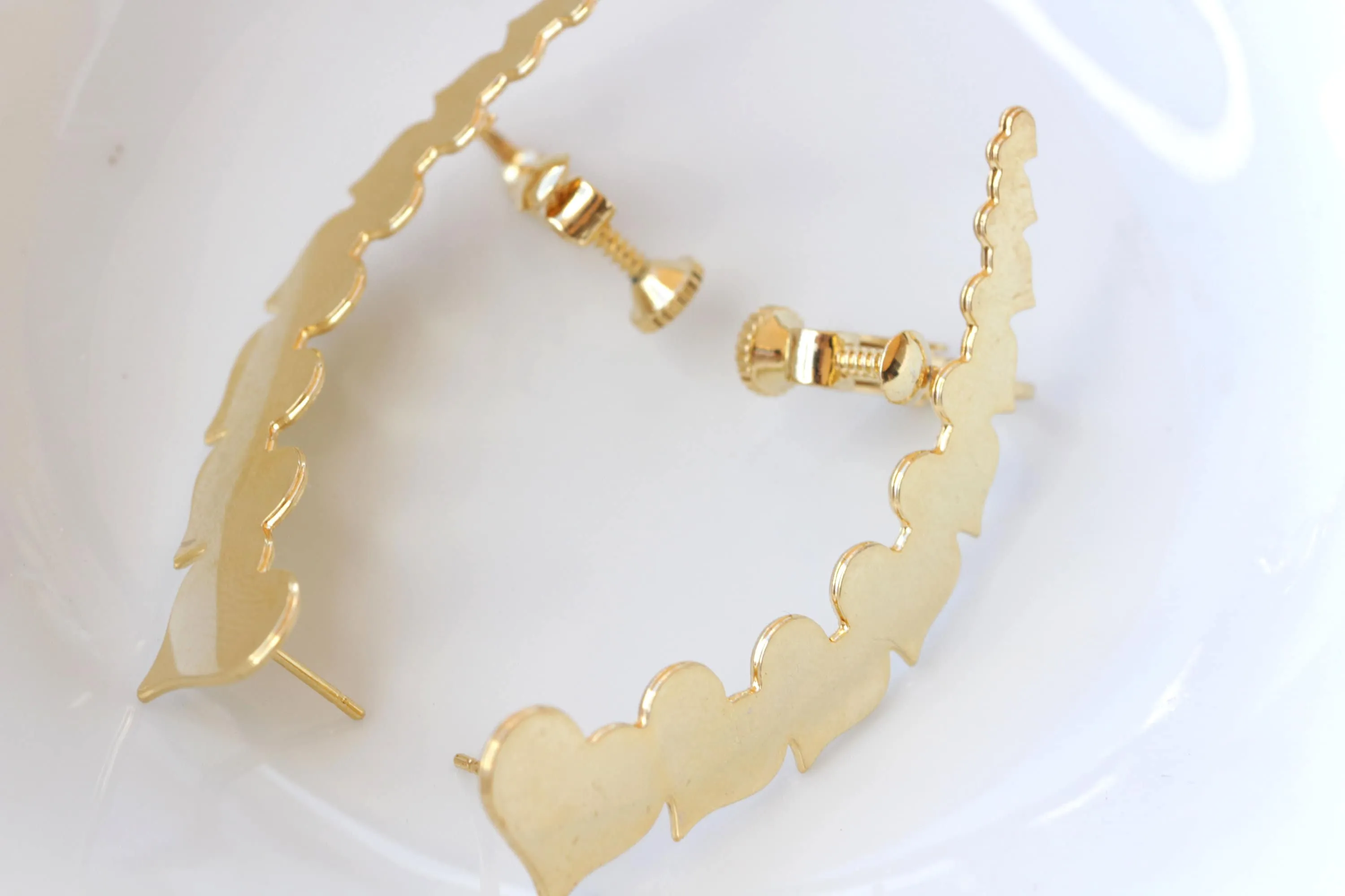 Gold Heart EAR CLIMBER EARRINGS