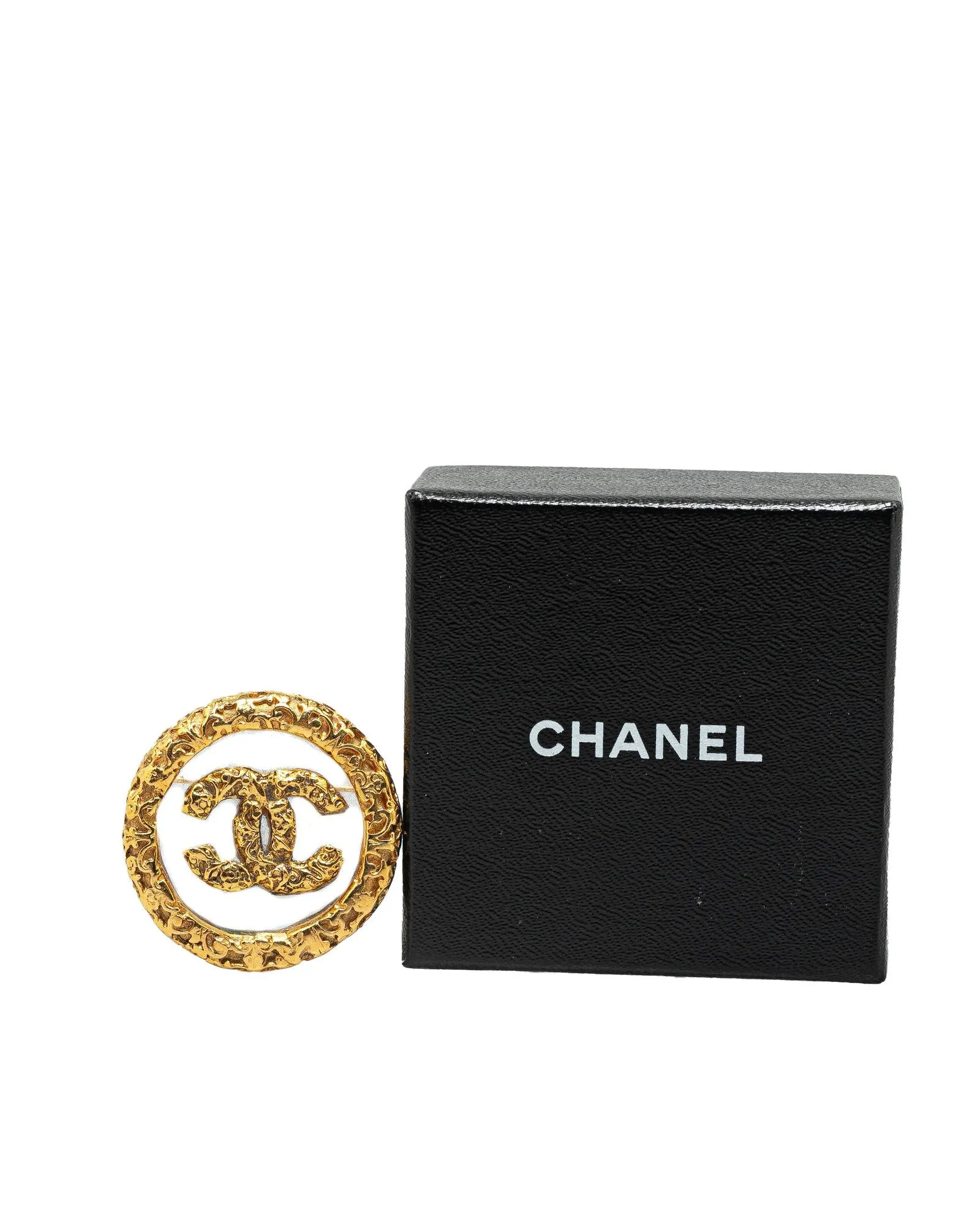 Gold Plated Round Brooch with Back Pin Closure