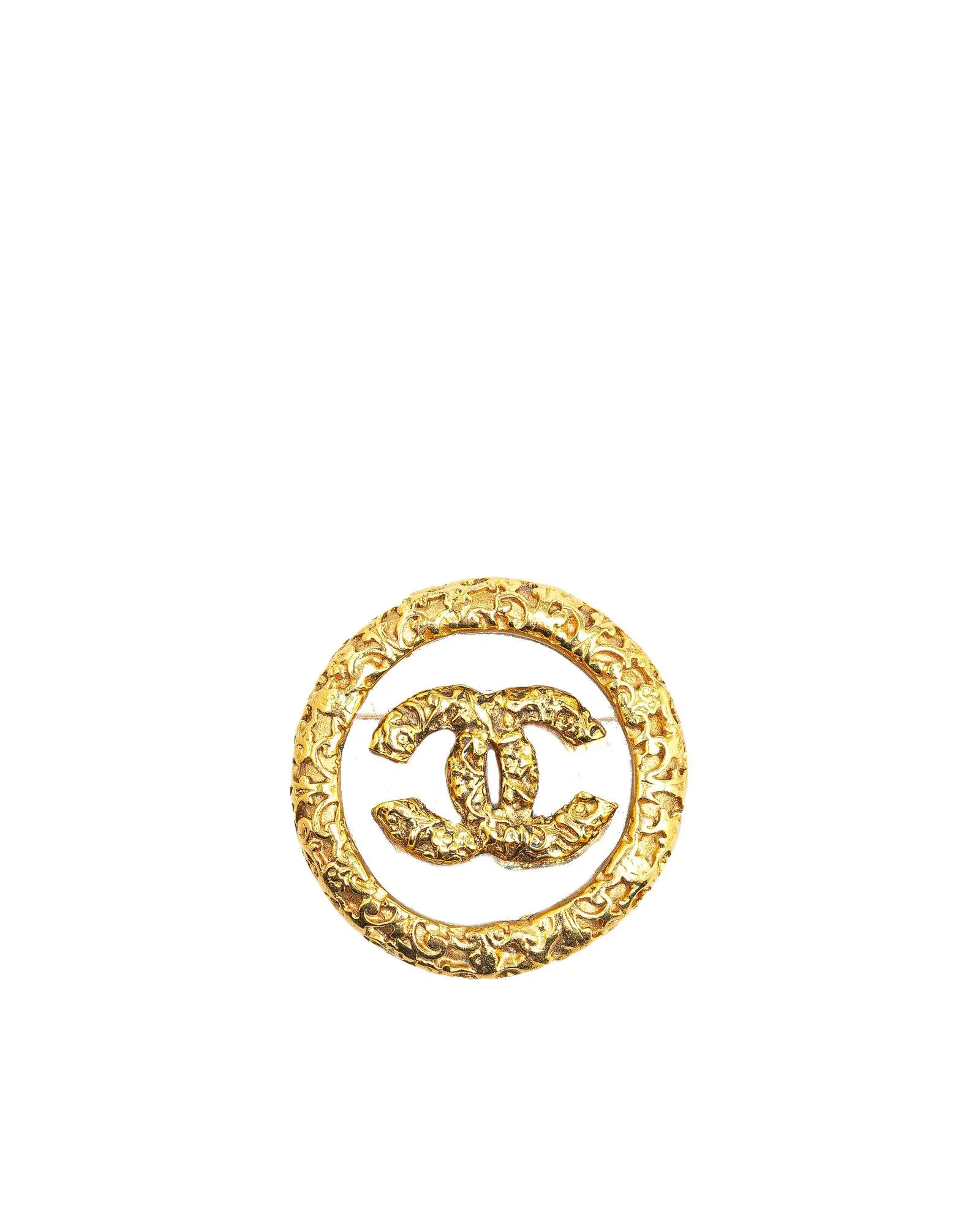 Gold Plated Round Brooch with Back Pin Closure