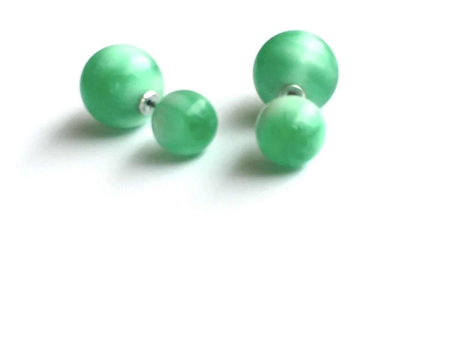 Green Striped Moonglow 2 Sided Post Earrings