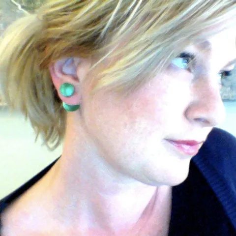 Green Striped Moonglow 2 Sided Post Earrings