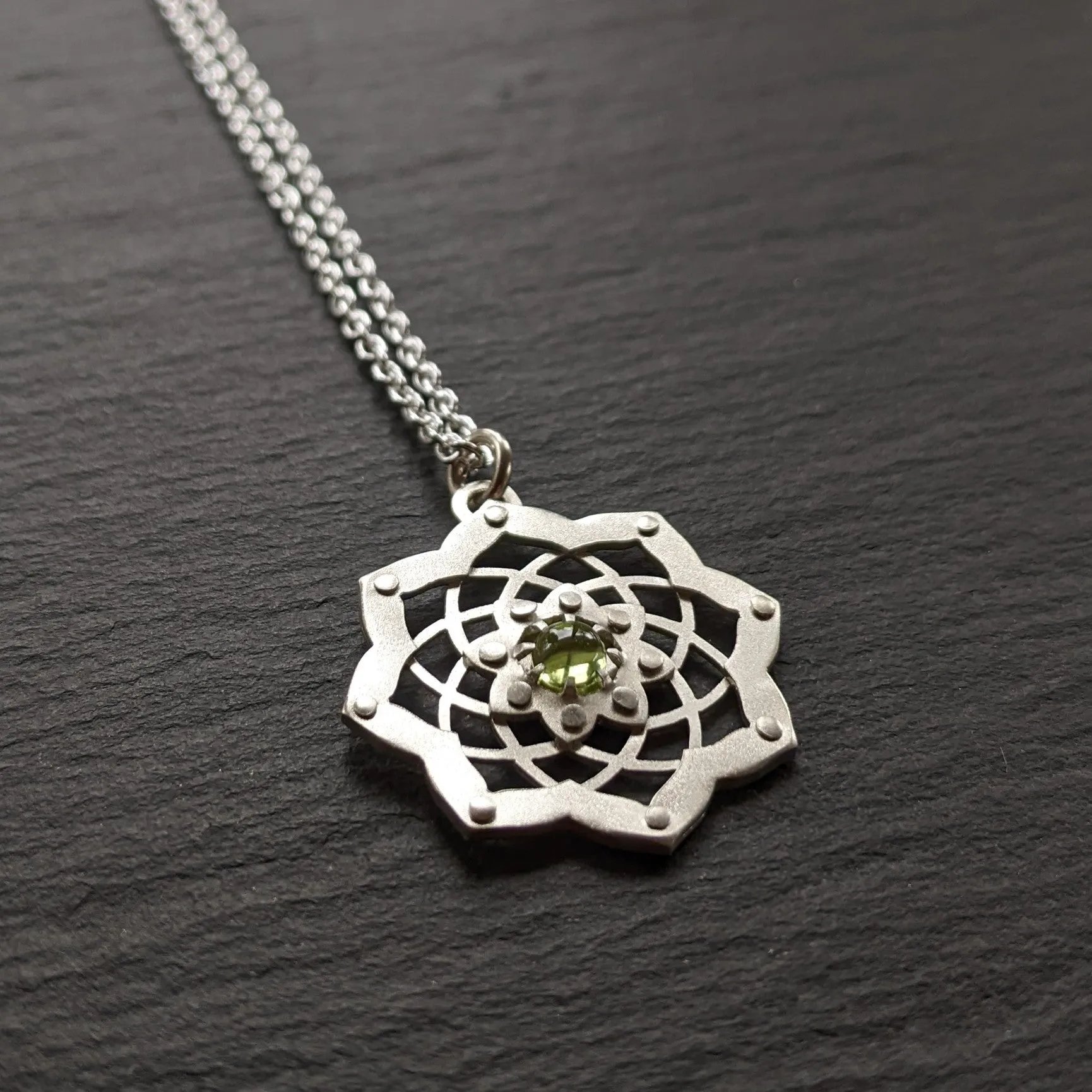Handcut Peridot Lotus