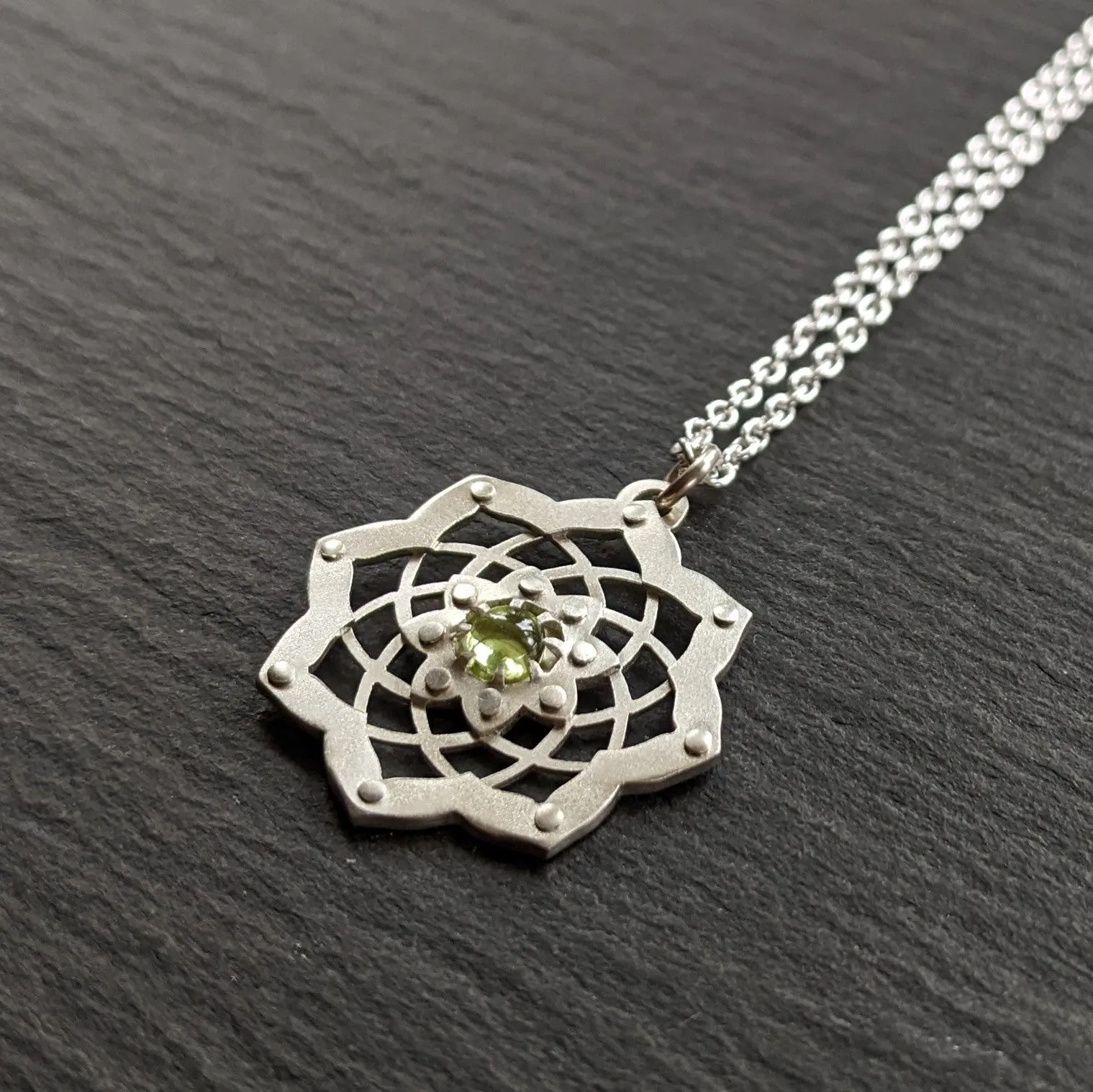 Handcut Peridot Lotus