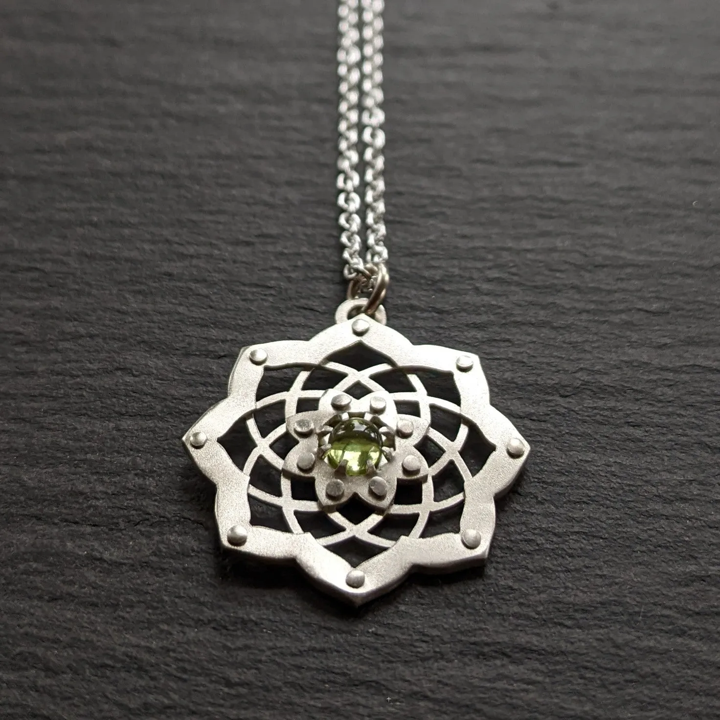 Handcut Peridot Lotus