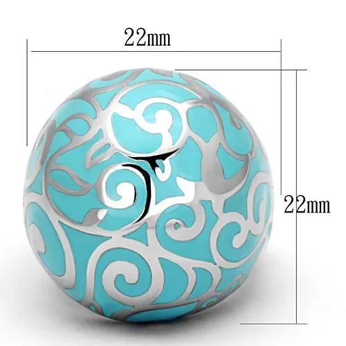 High polished (no plating) Stainless Steel Ring with Epoxy in Aquamarine for Women Style TK845