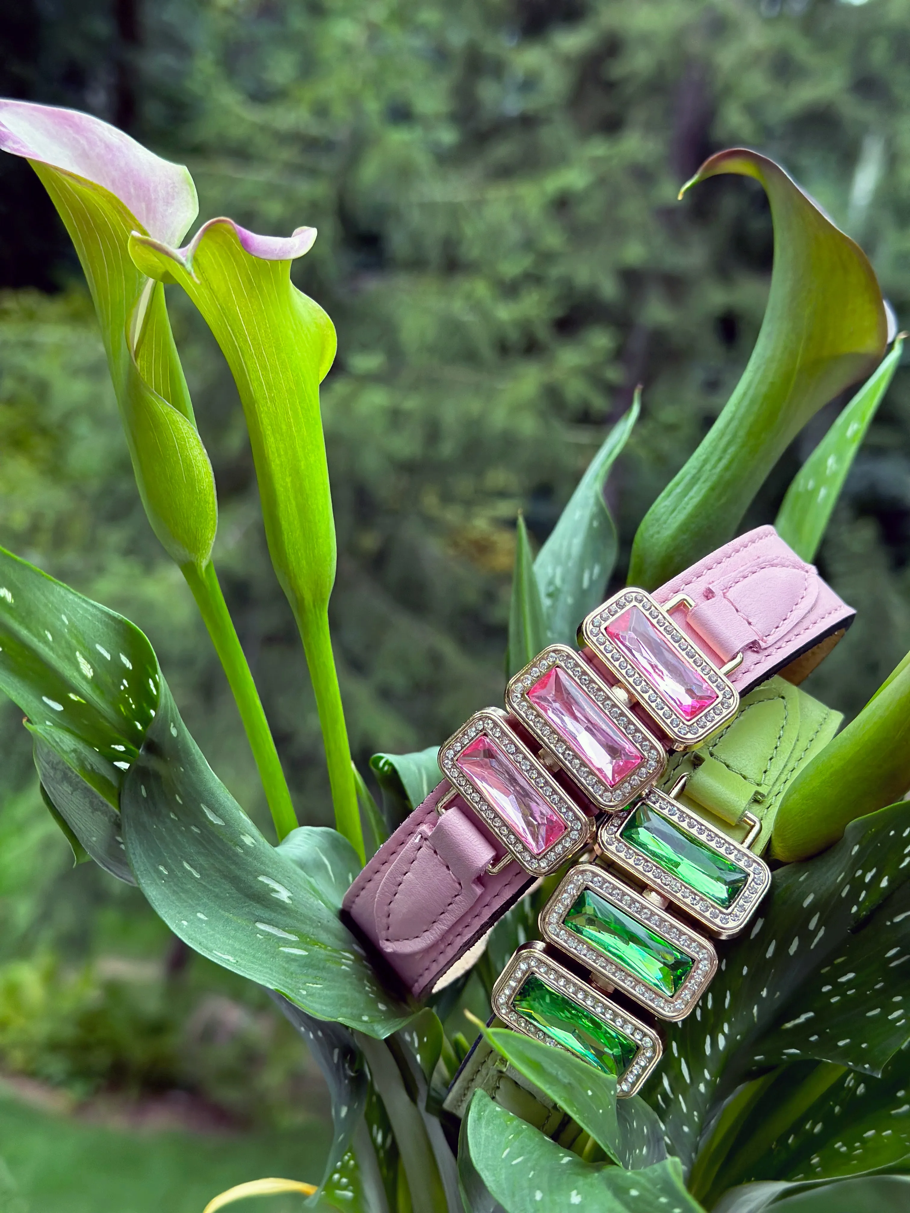 Imperial Dog Collar in Lime Green, Peridot & Nickel
