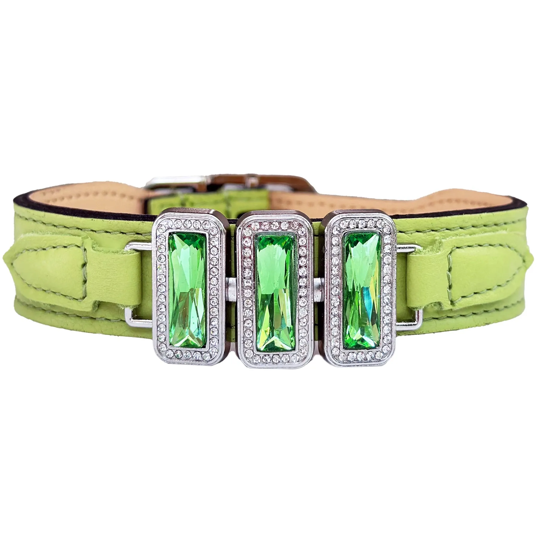 Imperial Dog Collar in Lime Green, Peridot & Nickel