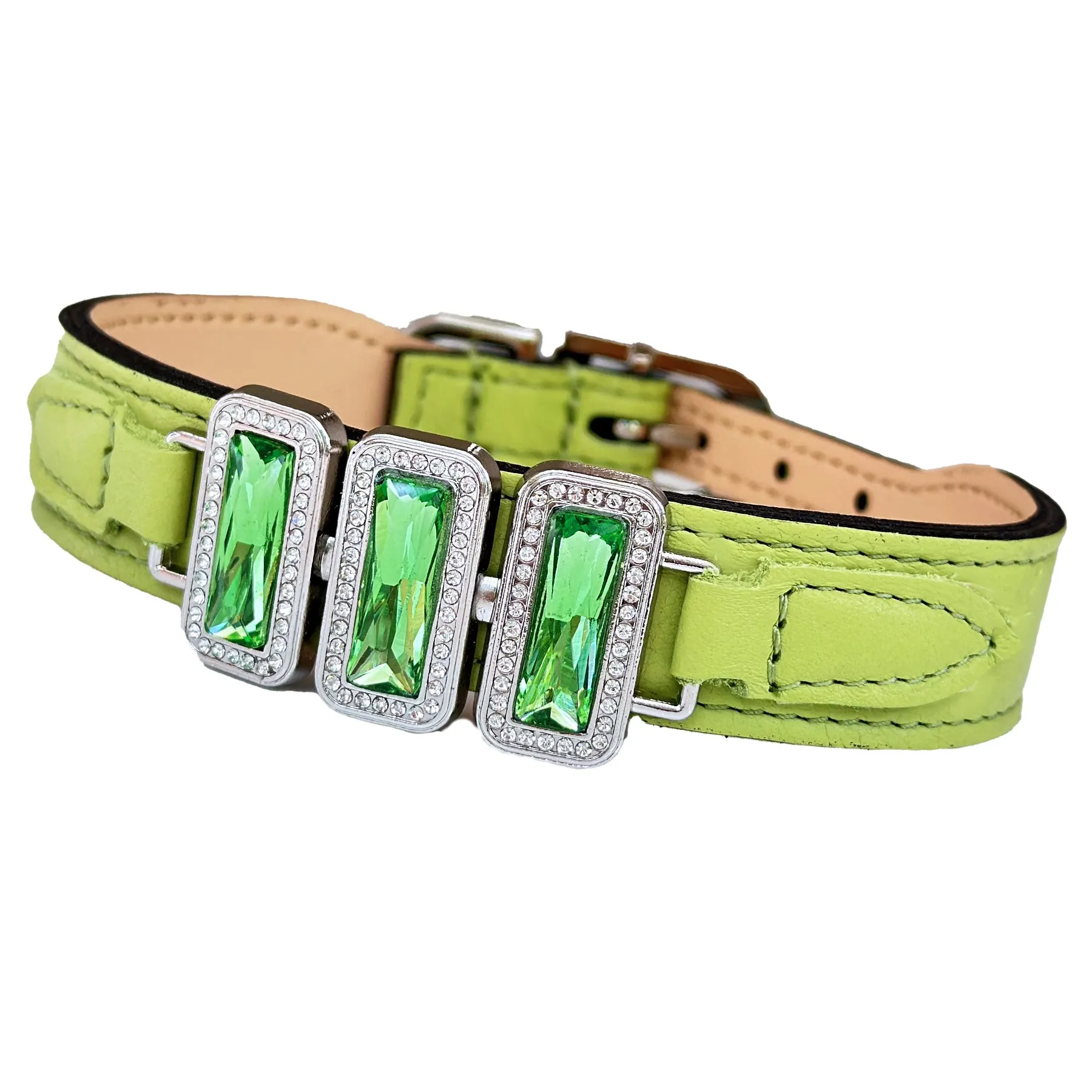 Imperial Dog Collar in Lime Green, Peridot & Nickel