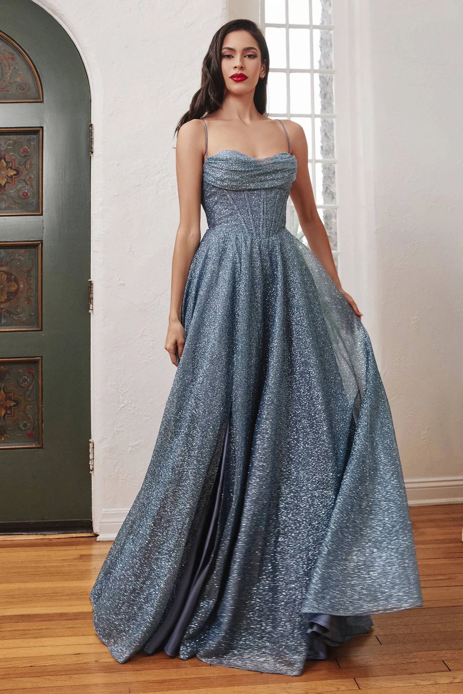 Ladivine CD252 Glittering Metallic Ball Gown Cinderella Divine