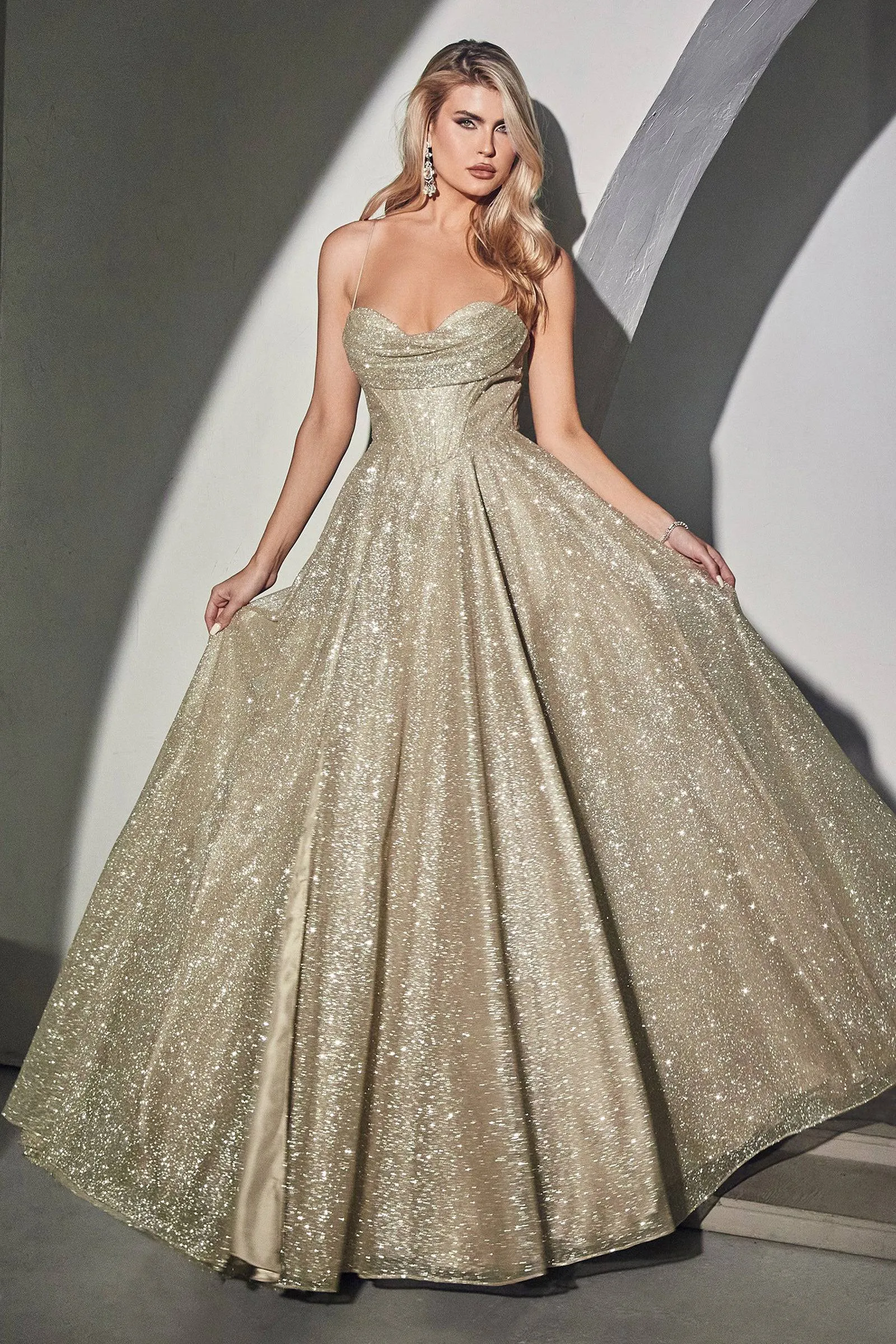 Ladivine CD252 Glittering Metallic Ball Gown Cinderella Divine