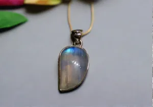 Leaf Shaped Moonstone Pendant In Sterling Silver