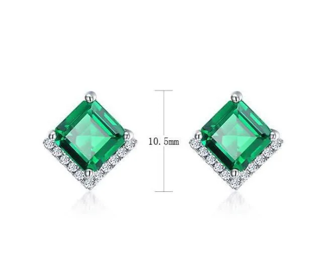 LovelyRLovely Women's Retro S925 Silver Emerald Studs