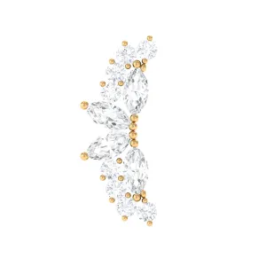 Marquise and Round Moissanite Unique Crawler Earring