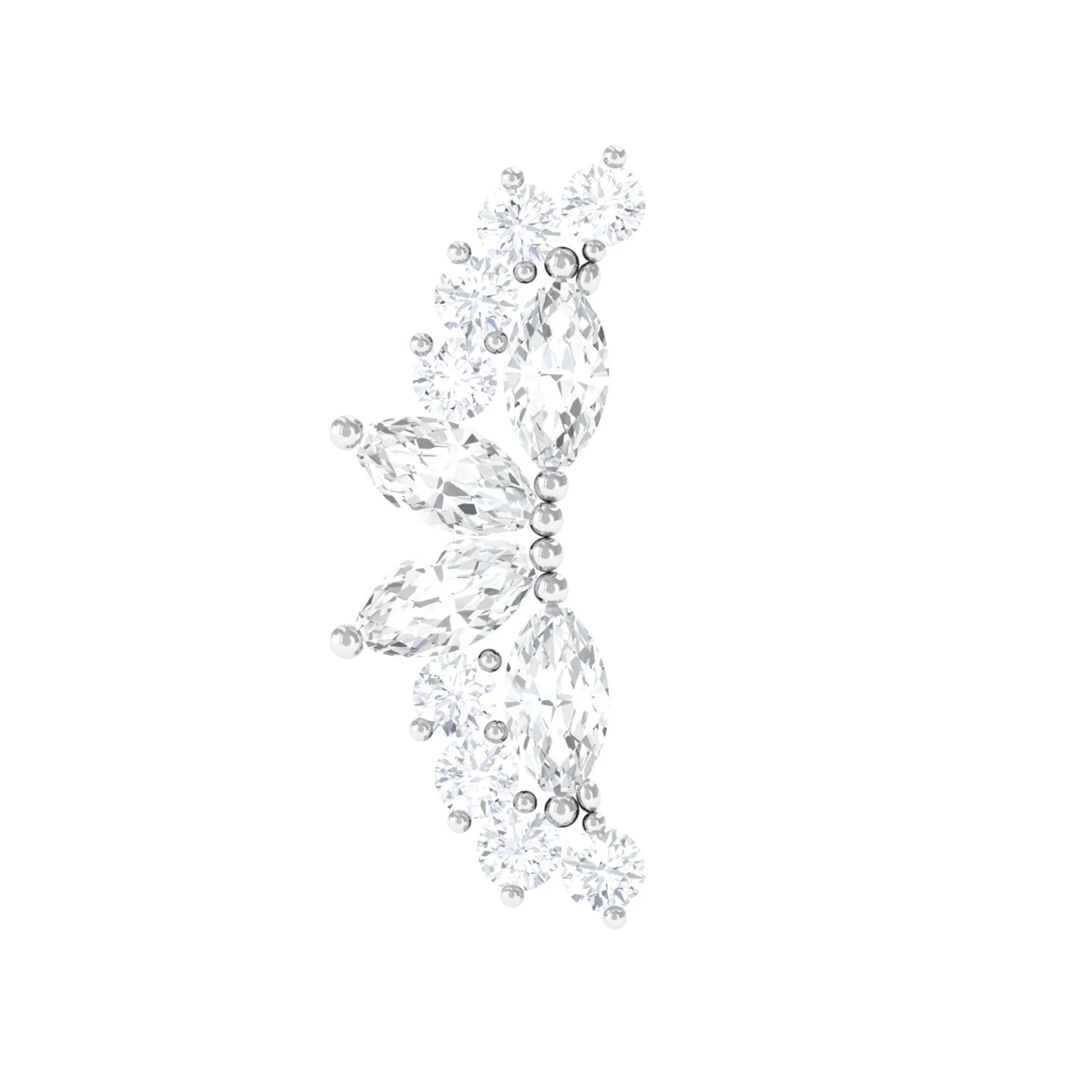 Marquise and Round Moissanite Unique Crawler Earring