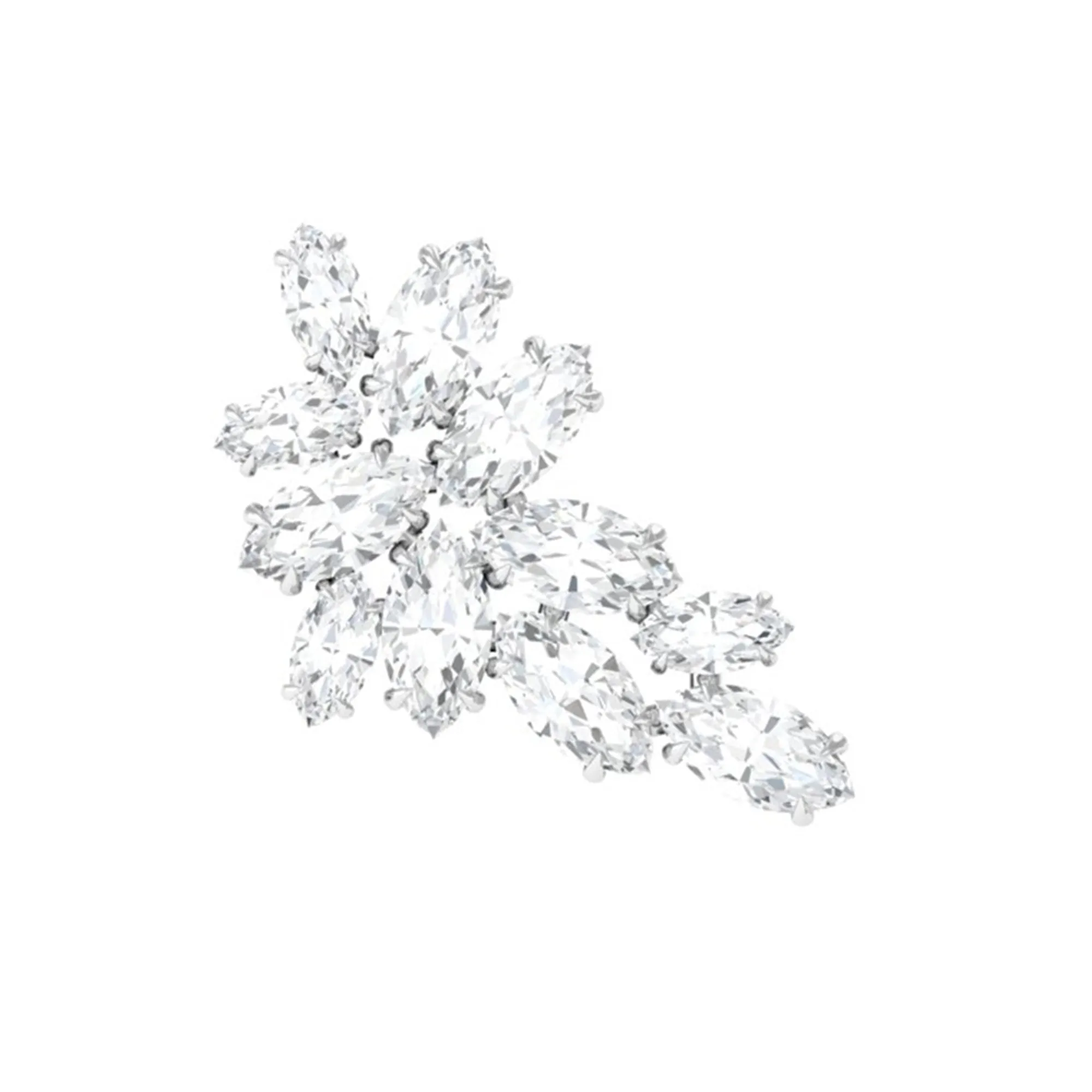 Marquise Moissanite Gold Leaf Earring for Cartilage Piercing
