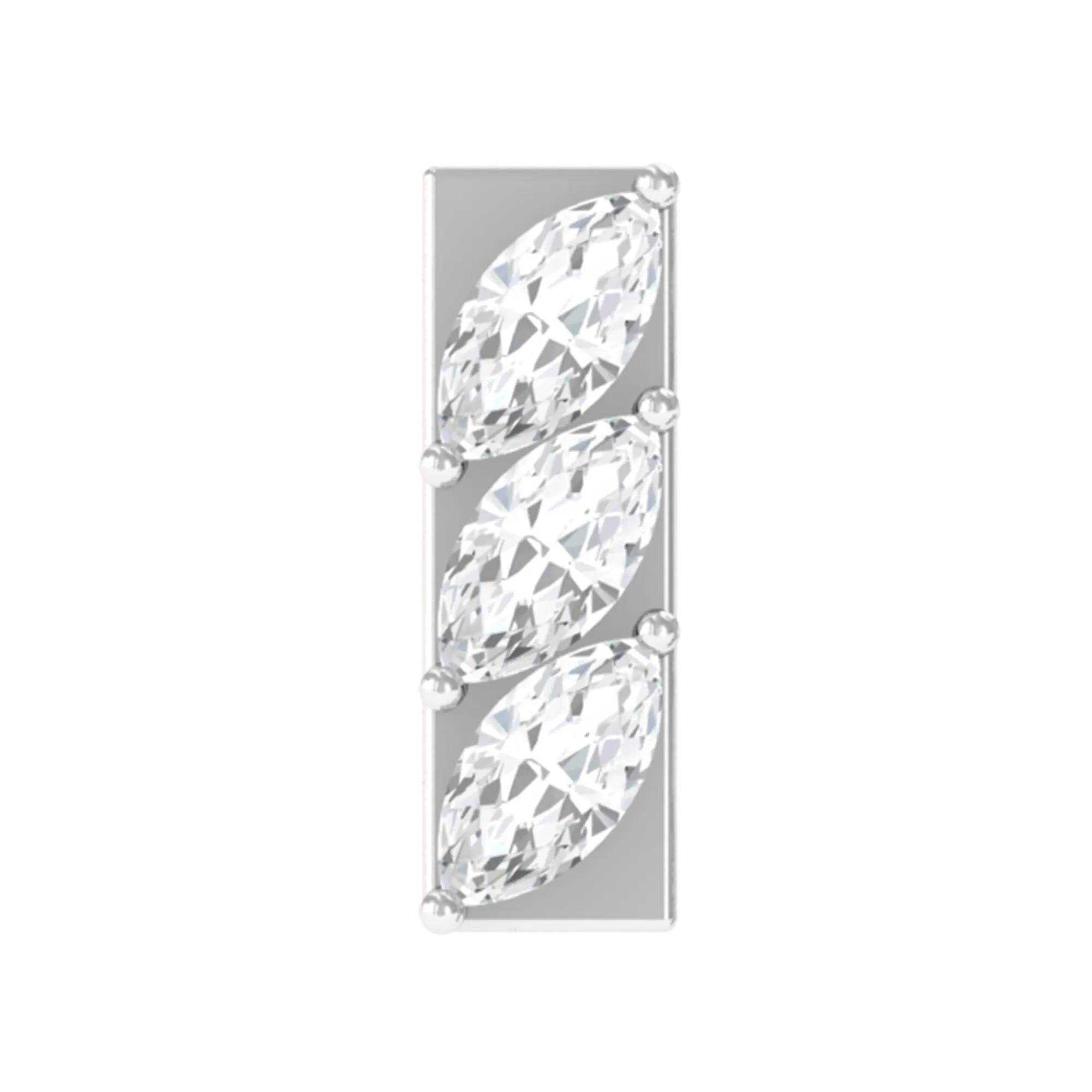 Marquise Moissanite Three Stone Bar Earring for Tragus Piercing
