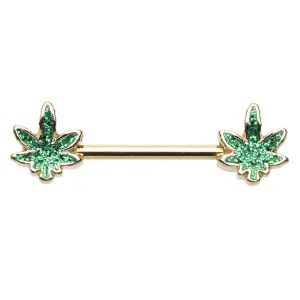 Mary J Nipple Barbell Ring in Gold