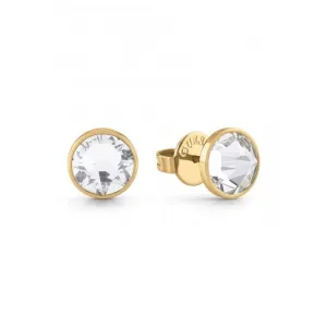 Mens Gold Plated 8mm White Crystal Stud Earrings UME01343YG