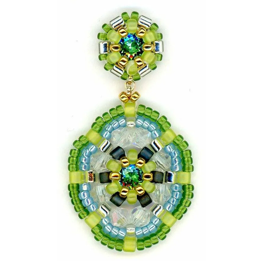 MIGUEL ASES  Caribbean Turquoise & Lime Mini Oval  Drop Earring