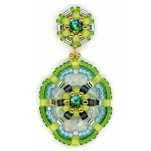 MIGUEL ASES  Caribbean Turquoise & Lime Mini Oval  Drop Earring