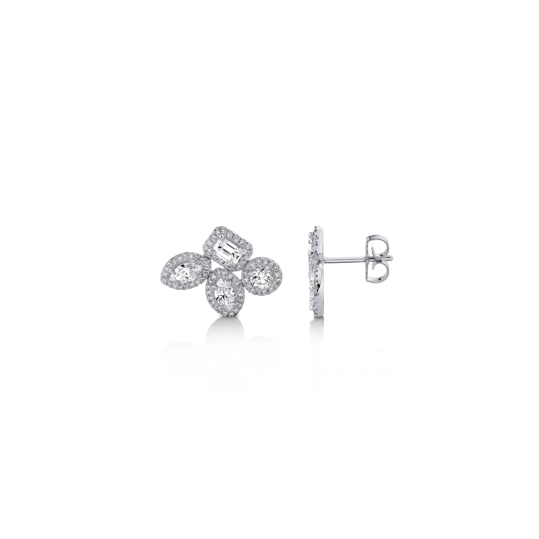 Montage Cluster Stud Halo Earrings