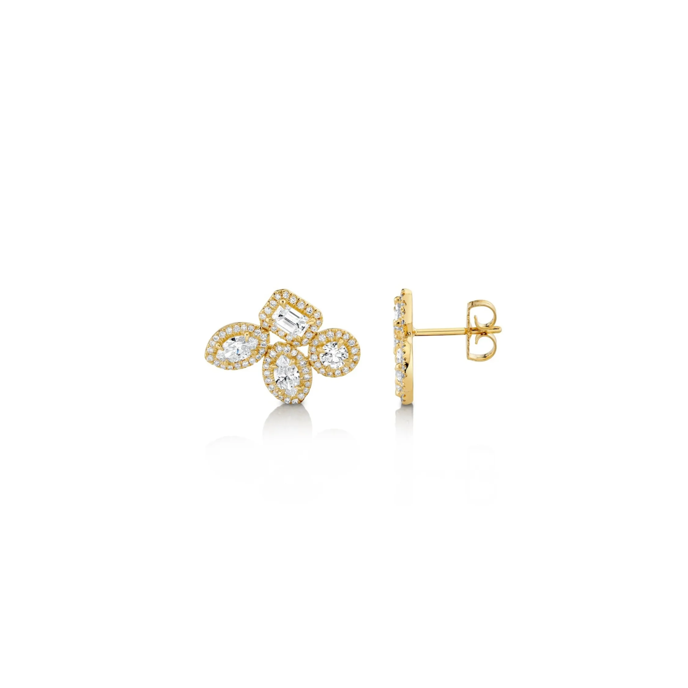 Montage Cluster Stud Halo Earrings