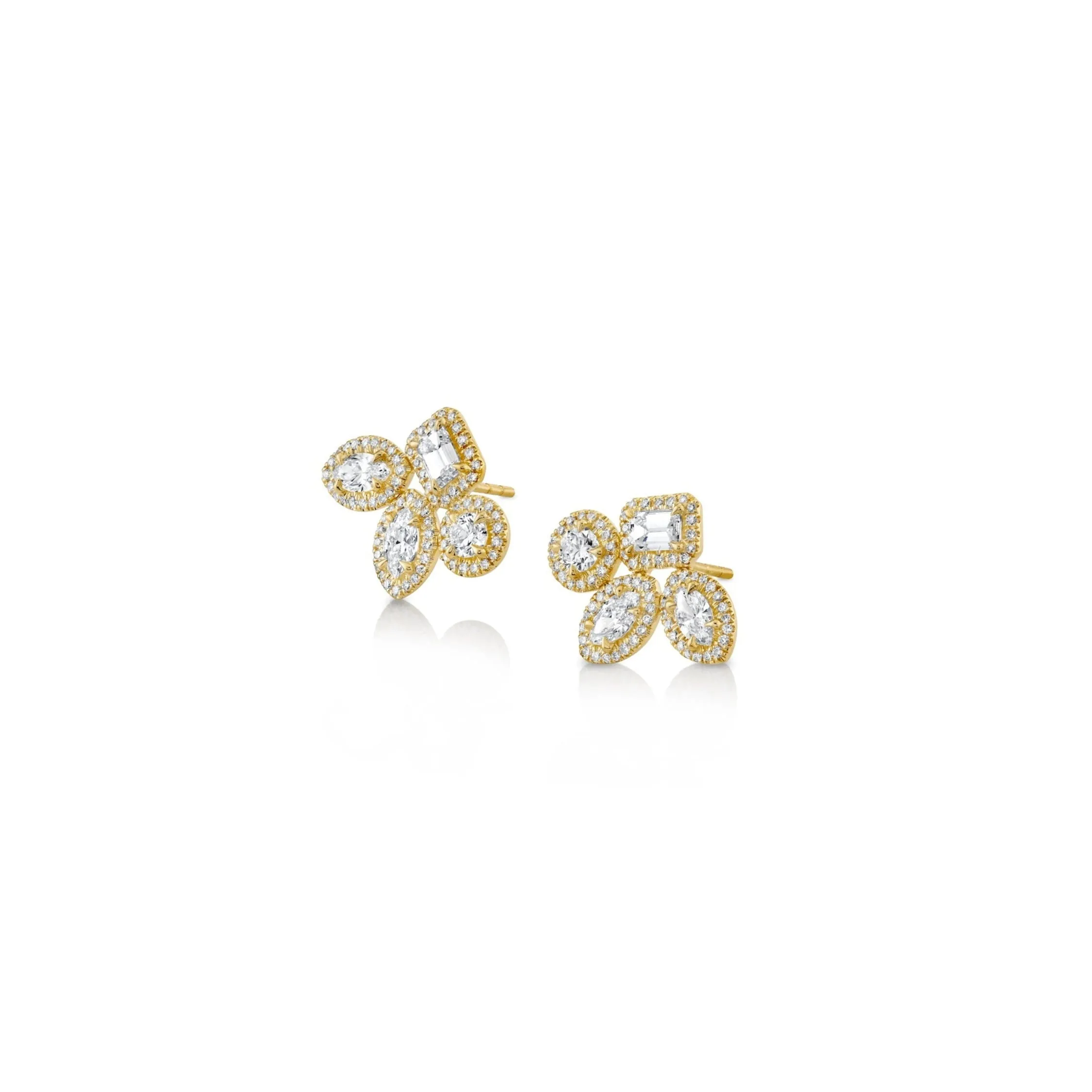 Montage Cluster Stud Halo Earrings