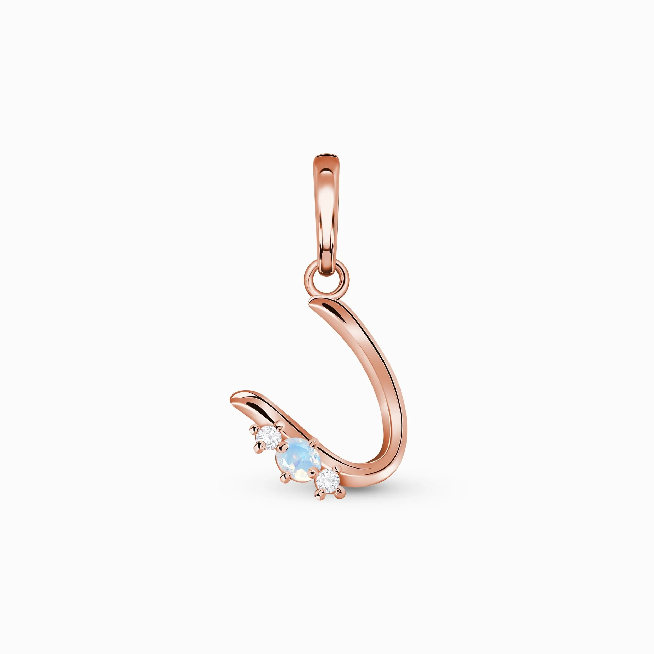 Moonstone Pendant - Lucky Letter U