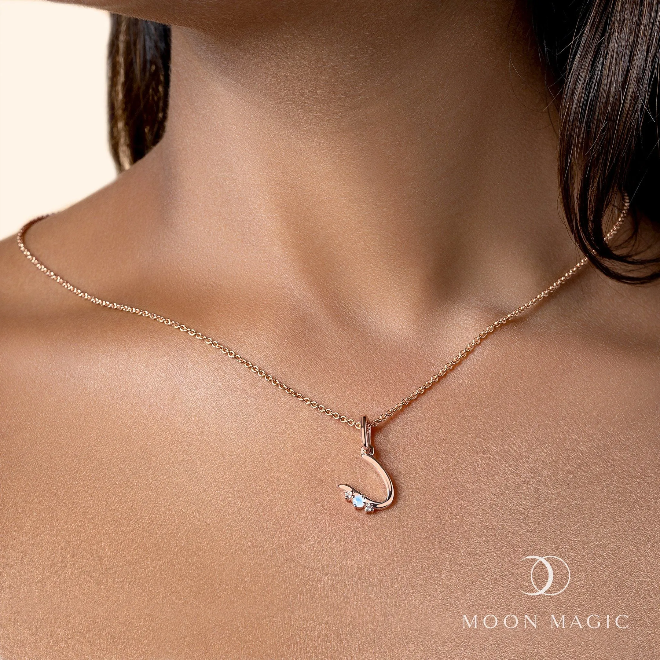 Moonstone Pendant - Lucky Letter U