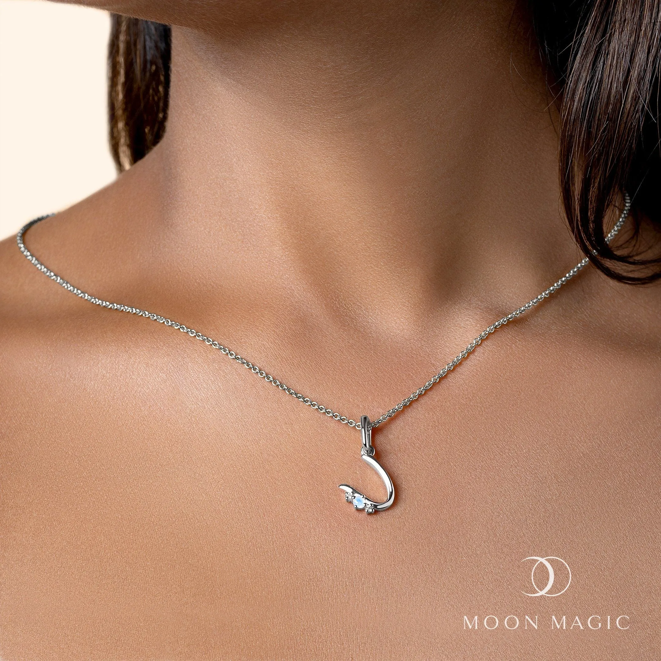 Moonstone Pendant - Lucky Letter U