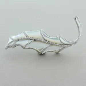 Mother of Pearl Diamond Gold Brooch