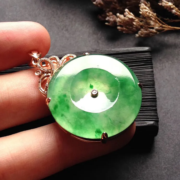Natural Jade Pendant Jadeite Gold Pendant PT284