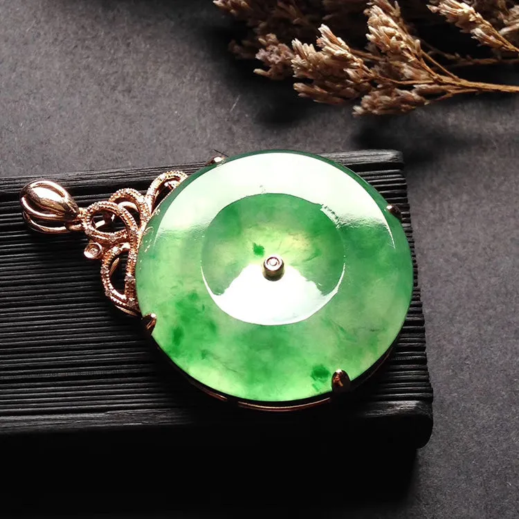 Natural Jade Pendant Jadeite Gold Pendant PT284