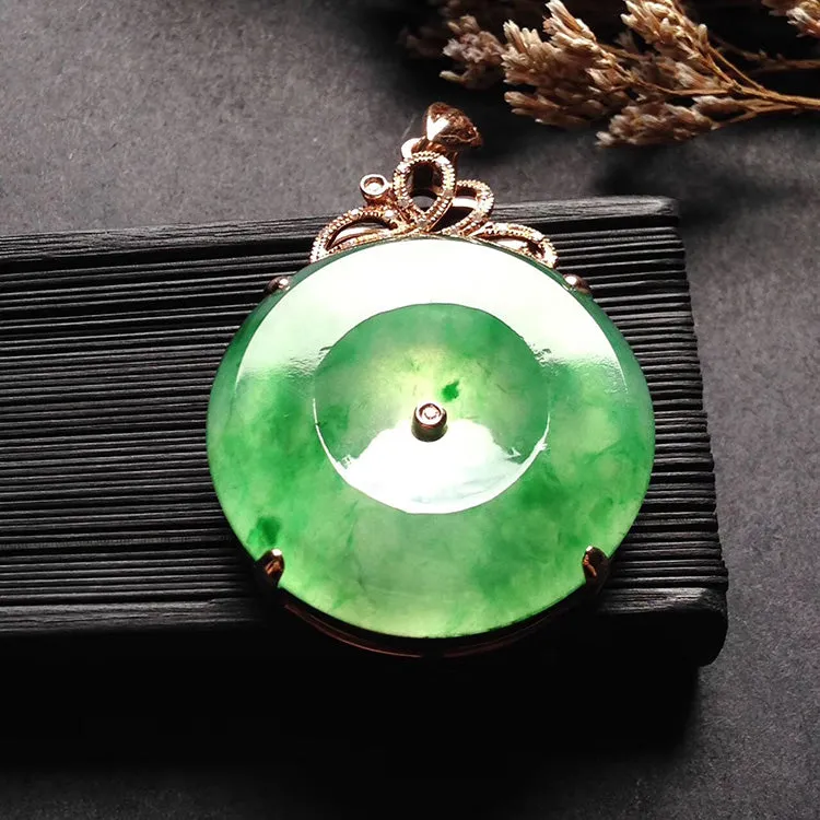 Natural Jade Pendant Jadeite Gold Pendant PT284