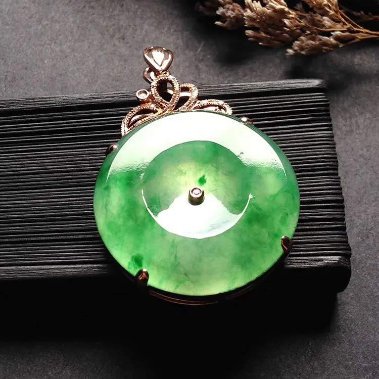 Natural Jade Pendant Jadeite Gold Pendant PT284