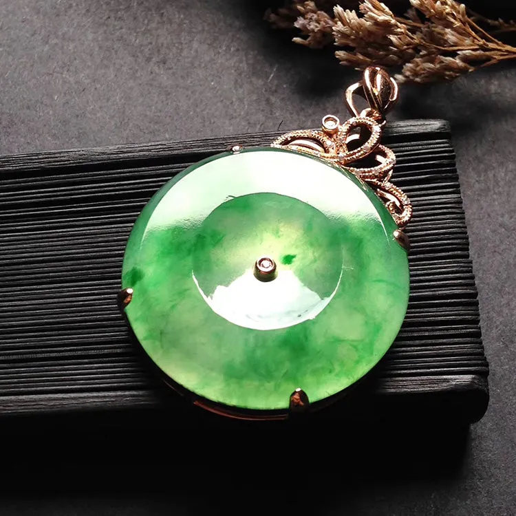 Natural Jade Pendant Jadeite Gold Pendant PT284