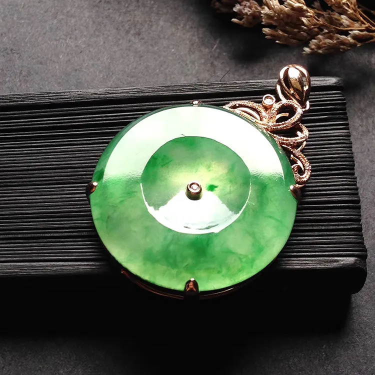 Natural Jade Pendant Jadeite Gold Pendant PT284