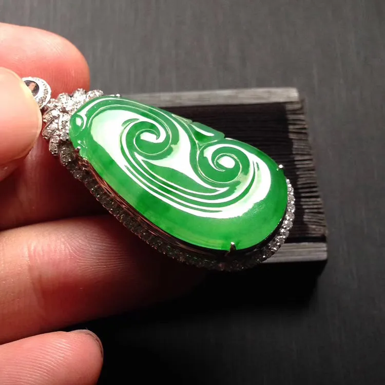 Natural Jade Pendant Jadeite Gold Ruyi Pendant PT402